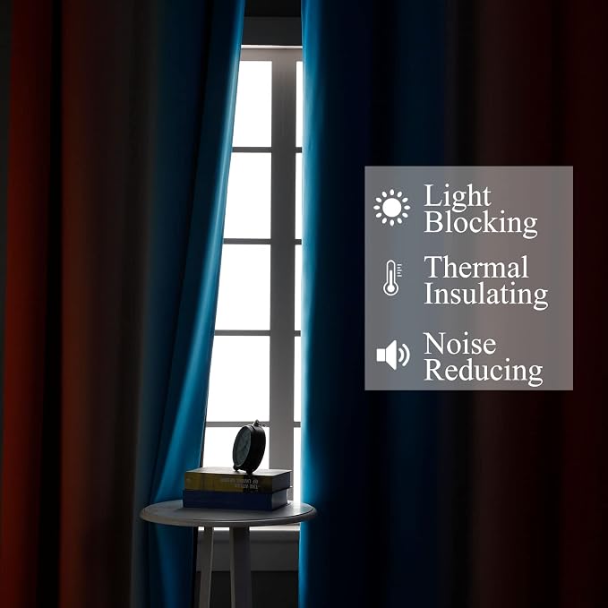 Ombre Orange and Blue Blackout Curtains 52Wx84L Inch Long | Gradient Curtains - Image 3