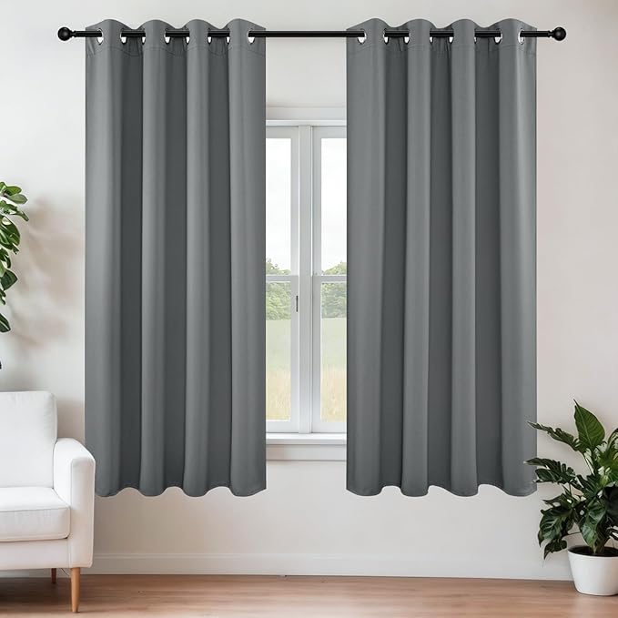 Joydeco Grey Blackout Curtains for Bedroom 63 Inch 2 Panels by JOYDECO