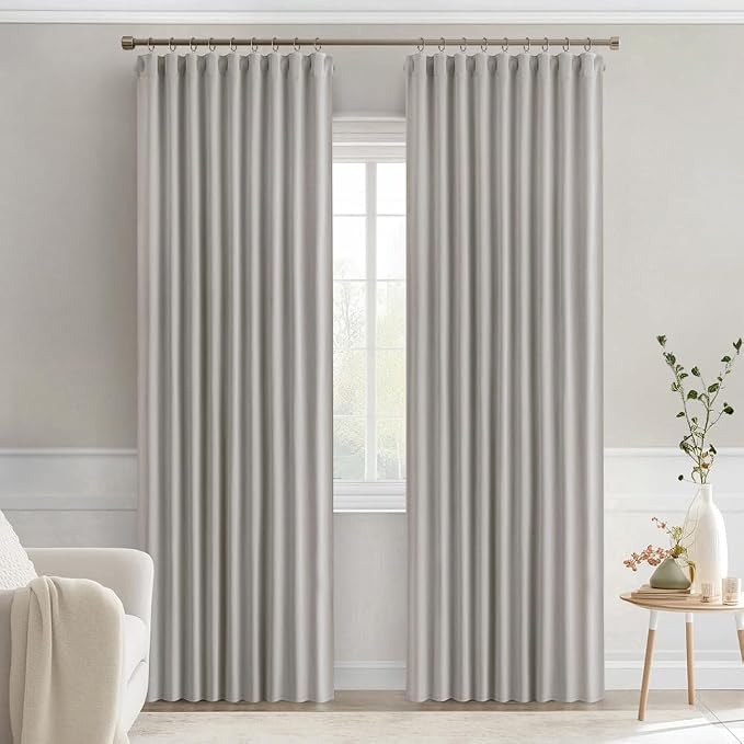 MIULEE Cobblestone Back Tab Blackout Curtains 52x90 Inch Long 2 Panels Set | - Image 8