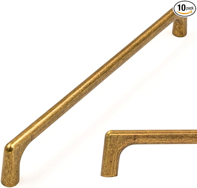 Amerdeco 10 Pack Antique Brass Cabinet Pulls 7.5 Inch(192MM) Hole Centers Kitchen Vintage Retro Cabinet Handles Hardware Kitchen Handles for Cabinets Cupboard Handles Drawer Pulls ZH0041