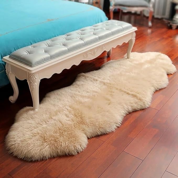 IRIWOOL Premium Genuine Fur Sheepskin Rug Real Australia Sheepskin Natural - Image 4