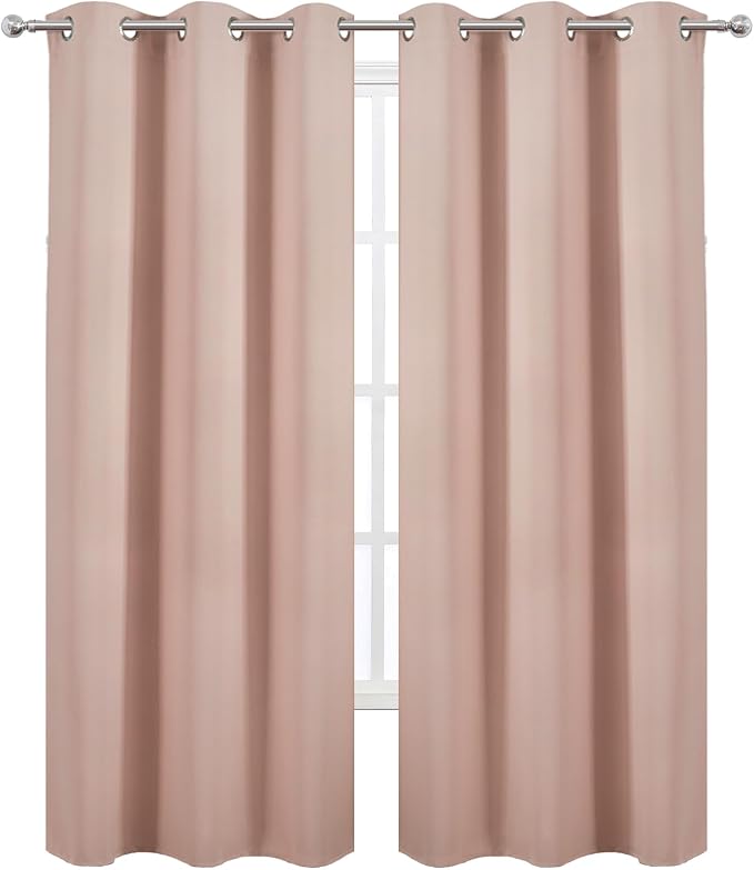 Blush Thermal Blackout Curtains/38 x 84 Inch/Set of 2 Panels Room Darkening - Image 2