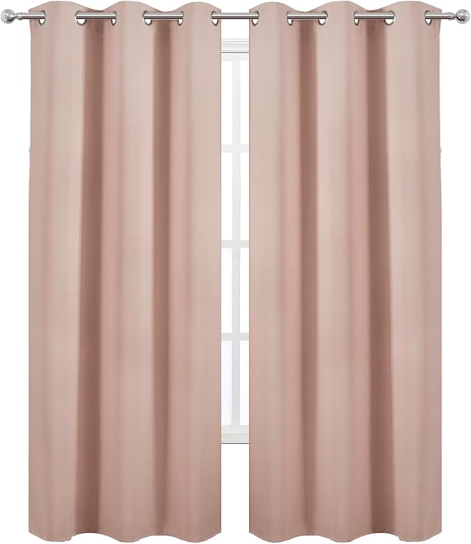 Blush Thermal Blackout Curtains/42 x 95 Inch/Set of 2 Panels Room Darkening - Image 2