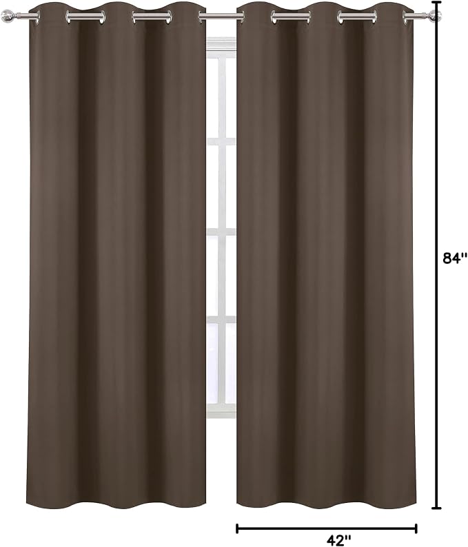 Chocolate Thermal Blackout Curtains/42 x 84 Inch/Set of 2 Panels Room Darkening - Image 10