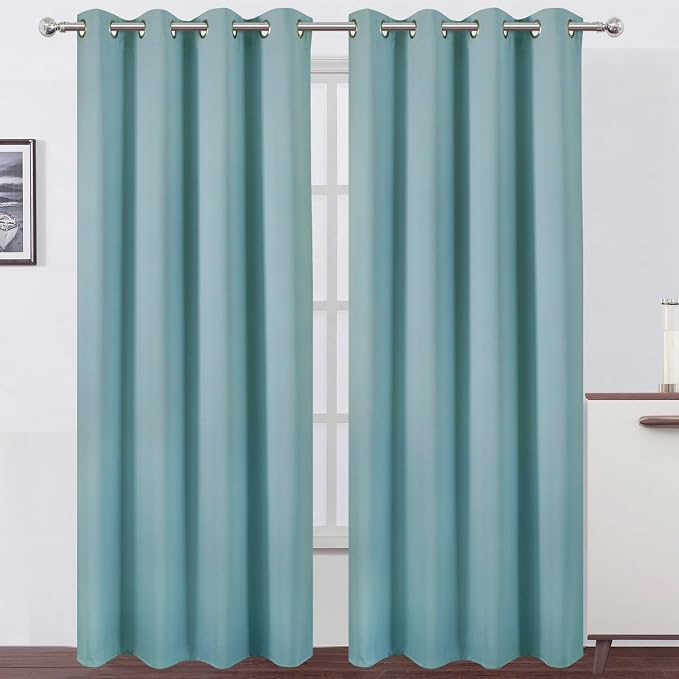Blackout Curtains 66 x 84 inch/Stone Blue Curtains Set of 2 Panels/Thermal by Lemomo