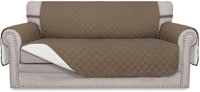 Easy-Going Reversible Couch Cover, 2 Cushion Sofa, Camel/Ivory | Oversized by Easy-Going