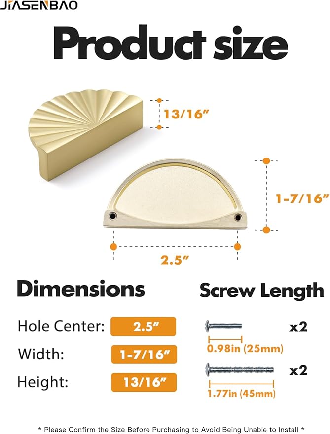 5 Pack Brushed Gold Cabinet Pulls 2.5" Hole Center Cup Flat Brass Drawer Pulls Kitchen Cupboard Bathroom Dresser Cabinet Hardware Handles Zinc Alloy