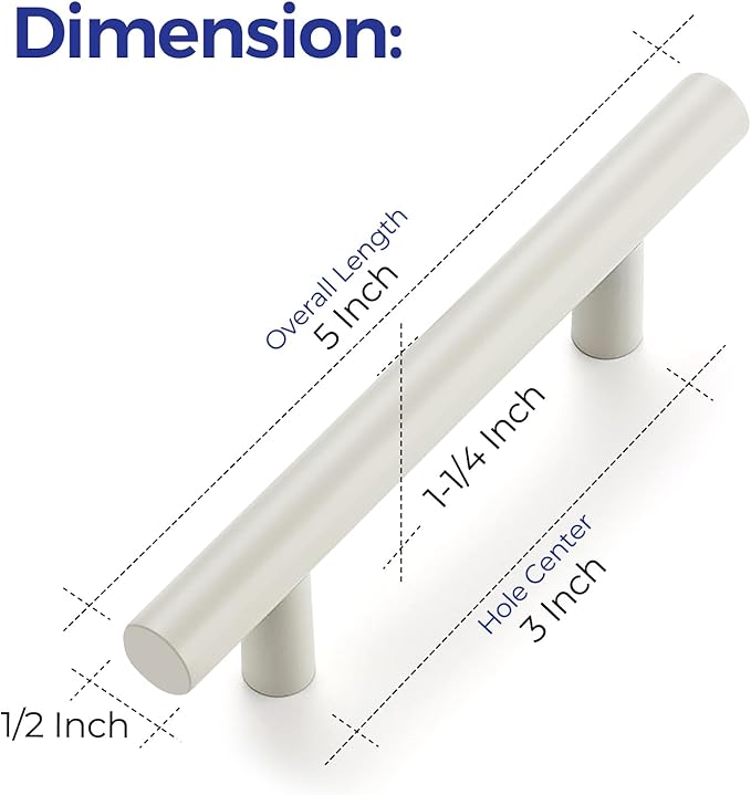Ravinte 60 Pack | 5 Inch Cabinet Pulls White Stainless Steel Kitchen Drawer Pulls Cabinet Handles 5 InchLength, 3 Inch Hole Center