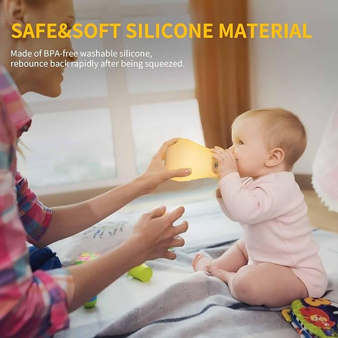 Baby Bear Night Light Up Toddler Bed Rooms, Nursery Sleep Aid for Kid LED Light Color Changing Dimmable &Timer Bedside Night Lamp for Breastfeeding Safe Silicone Night Light BPA Free Gifts for Women