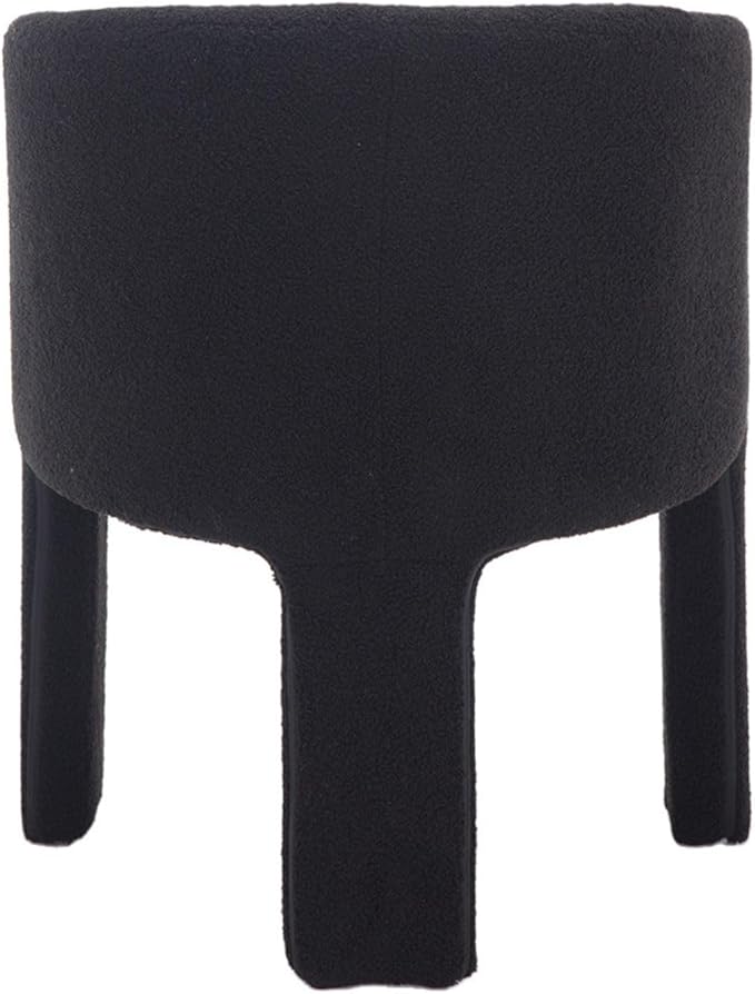 Modern Sherpa Barrel Dining Chairs Set of 8, Upholstered Boucle Dining Chairs Accent Chairs with Arms Comfy Makeup Vanity Chairs, Dining Living Room Kitchen Chairs, Black