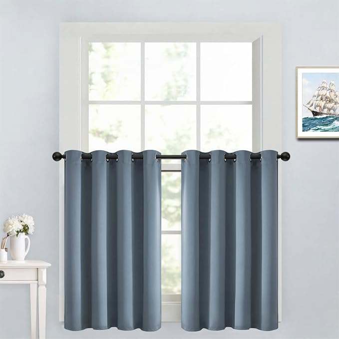 Yakamok Stone Blue Room Darkening Window Curtains 52x36 Inch by Yakamok