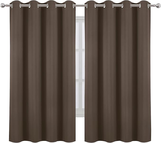 Chocolate Brown Blackout Curtains 66 x 63 Inch Length/Set of 2 Curtain by Lemomo