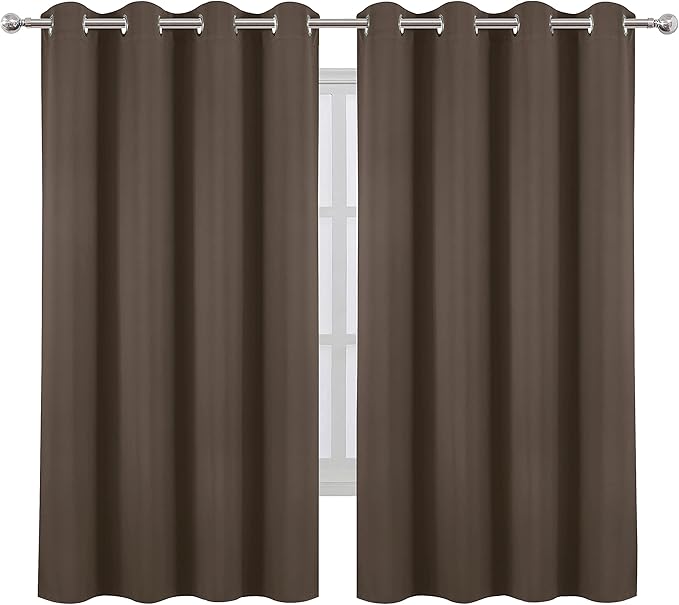 Chocolate Brown Blackout Curtains 52 x 63 Inch Length/Set of 2 Curtain - Image 2