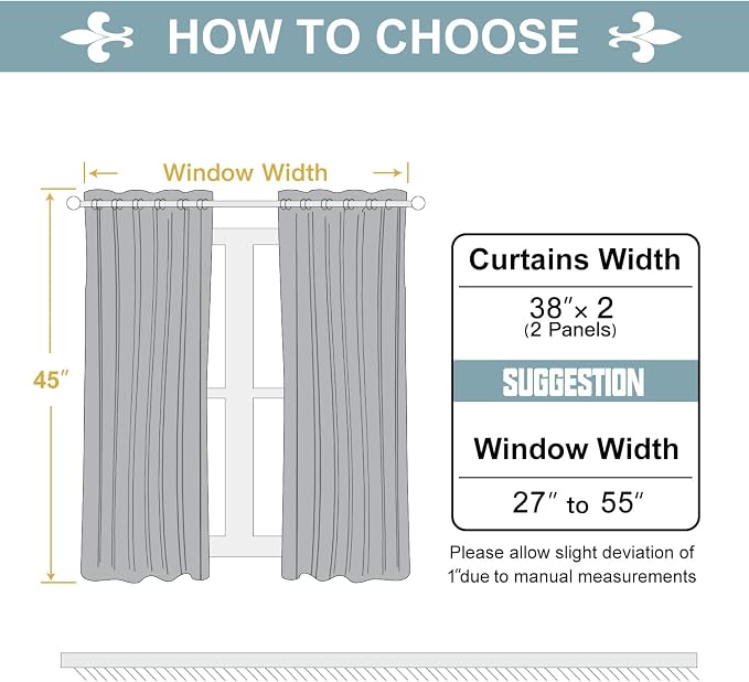 ChrisDowa Blackout Curtains for Bedroom and Living Room 45 Inches Long | 2 - Image 5