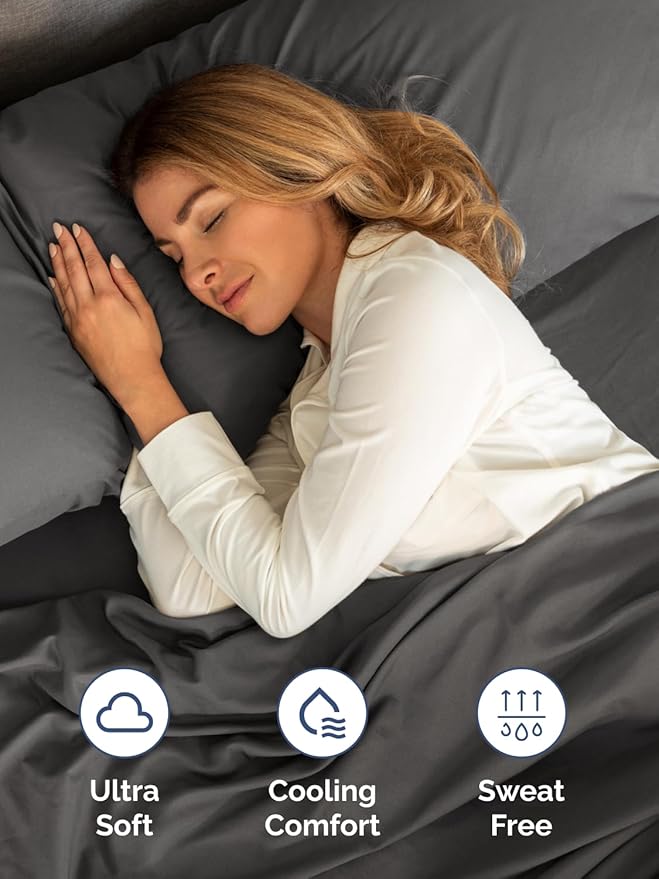Extra Deep Queen Sheet Set - 6 Piece Breathable & Cooling Sheets - Hotel Luxury Bed Sheets Set - Easy & Secure Fit - Soft, Wrinkle Free & Comfy Sheets Set - Charcoal Sheet Set with Extra Deep Pockets