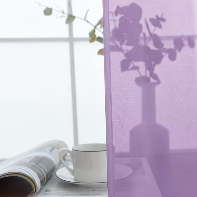 SpaceDresser Lavender Sheer Curtains 4 Panels Rod Pocket Semi-Sheer Curtain 63 - Image 5