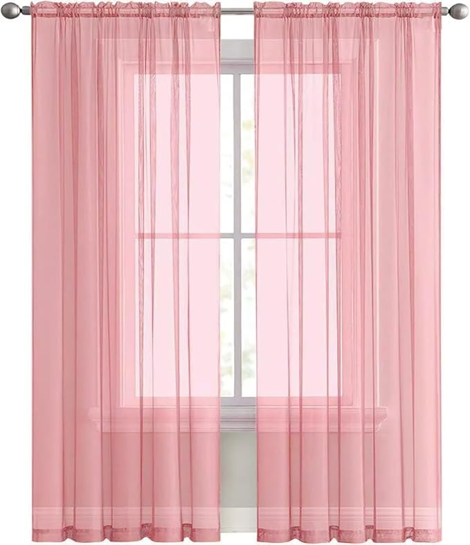 SpaceDresser Sheer Voile Window Treatment Rod Pocket Curtain Panels - Image 3