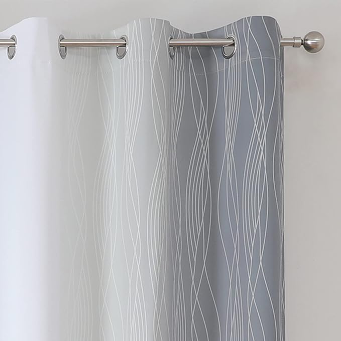 Grey and Greyish White Ombre Blackout Curtains - Image 4