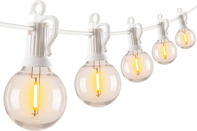 Brightown 25 Feet LED Outdoor String Lights with Shatterproof G40 Edison Bulbs, Connectable and Weatherproof Strand, Commercial Grade Patio Lights for Backyard Garden Patio Decorative, White
