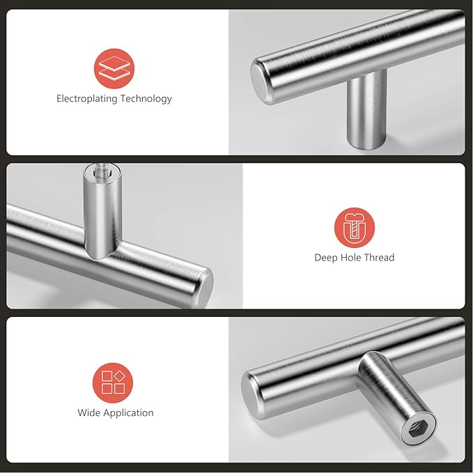 homdiy 5Pack Brushed Nickel Cabinet Pulls Cabinet Handles - 3.5in Hole Centers Pulls, Modern Cabinet Hardware for Kitchen Cabinets, Dresser Drawers