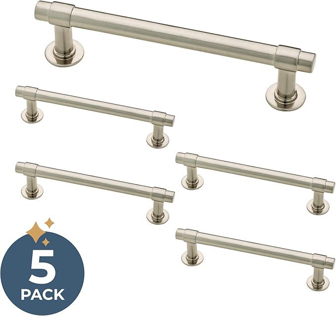 Franklin Brass - Francisco Satin Nickel Cabinet Handles 4 Inch (4") Hole Center Pulls | Easy Install, Durable Hardware for Kitchen Cabinet Door, Drawers, Dresser Pull, Furniture (10 Pack)