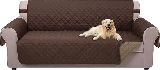 U-NICE HOME Large Sofa Cover Reversible Couch Cover, Chocolate/Taupe | by U-NICEHOME