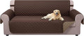 U-NICE HOME 4 Seater Sofa Cover 91''Large Couch Cover, Chocolate/Taupe | by U-NICEHOME