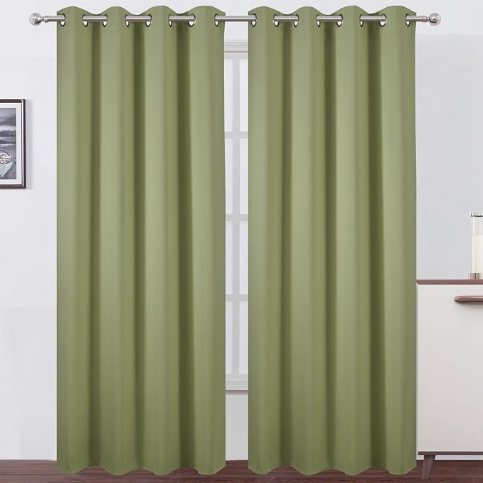 Blackout Curtains 52 x 108 inch/Sage Green Curtains Set of 2 Panels/Thermal by Lemomo