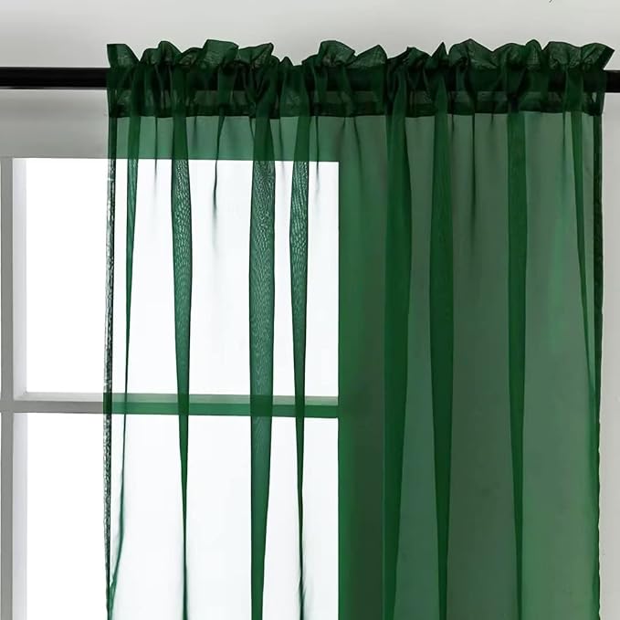 SpaceDresser Sheer Voile Window Treatment Rod Pocket Curtain Panels - Image 4