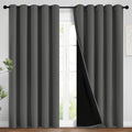 Yakamok Dark Grey 100% Blackout Curtains 96 Inches Long 62" Wide 2 Panels | by Yakamok