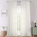 Ivory Sheer Curtains 108 Inches Long 2 Panels, Solid Airy Voile Extra Wide by Lecloud
