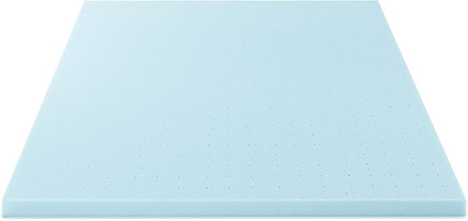 Mellow 2.5 Inch Ventilated Memory Foam Mattress Topper, Cooling Gel Infusion, CertiPUR-US Certified, Dorm Essentials, Full, Blue