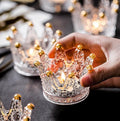 Vixdonos Votive Candle Holders Set of 6 Crown Glass Tealight Candle Holder for Wedding, Party and Home Decor (Gold Tips)