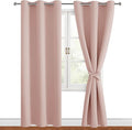 Grommet Blackout Curtains for Bedroom, 42 x 84 Inches Long, Blush | Thermal by Hiasan