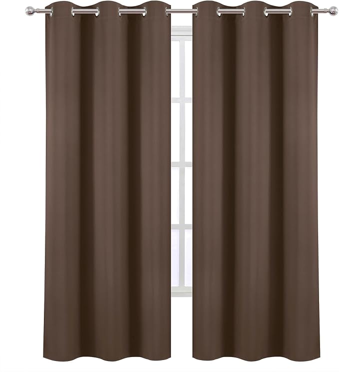 Chocolate Brown Blackout Curtains 34 x 84 Inch Length/Set of 2 Curtain - Image 2