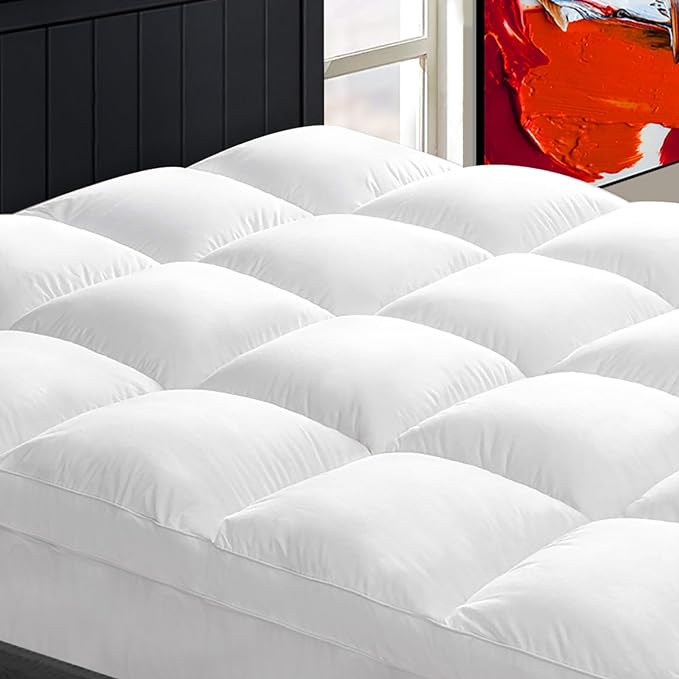Mattress Topper Twin XL for Back Pain, Extra Thick Mattress Pad Cover, Plush Pillow Top, Deep Elastic Pocket,White,39"X80"+20"
