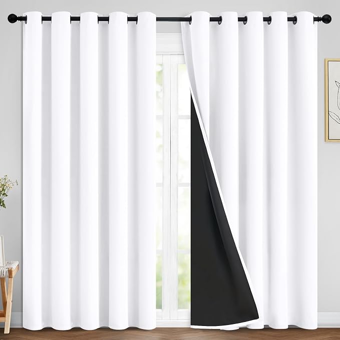 Yakamok Pure White 100% Blackout Curtains 84 Inches Long 70" Wide 2 Panel | by Yakamok