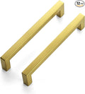 JOY DECOR 12 Pack Cabinet Handles, Gold Cabinet Pulls, 6-1/4 Inch Kitchen Closet Handles Square Drawer Pulls Stainless Steel Drawer Hardware, 160mm Hole Centers