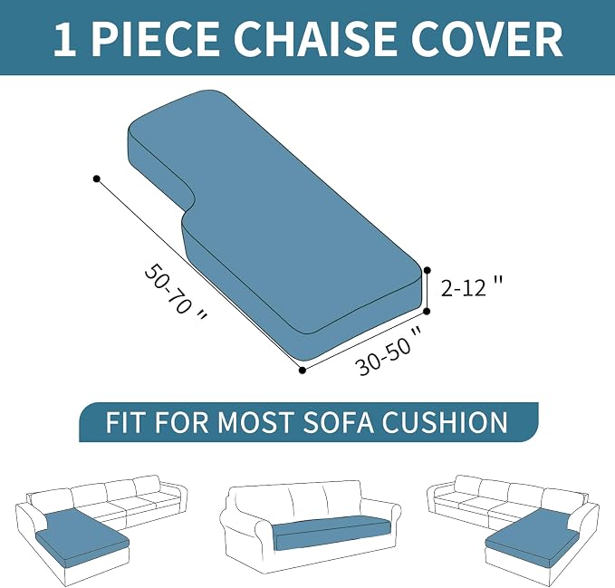 XINEAGE Chaise Cover for L Shaped Sofa, Sectional Couch Covers for Pets - Image 3