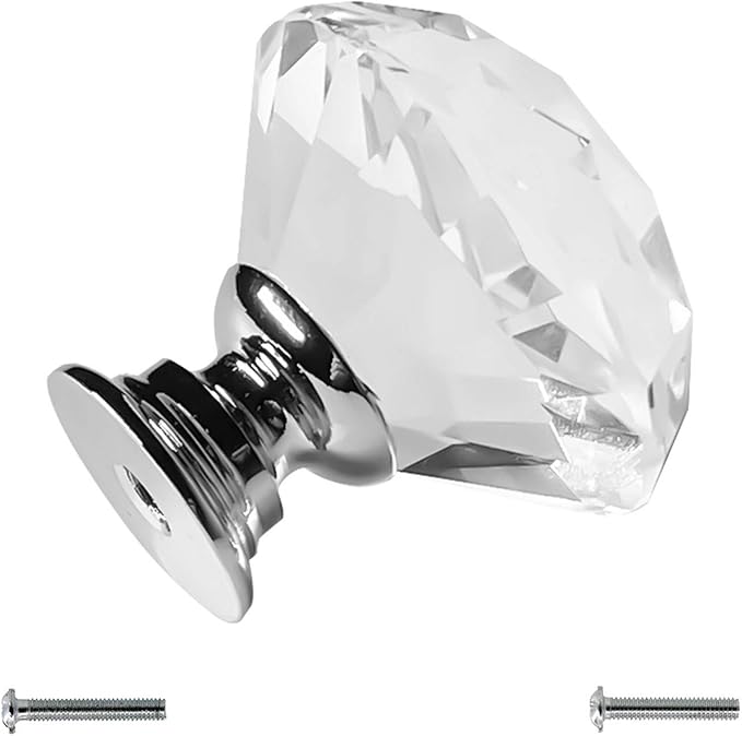 Dynasty 30mm Glass Crystal Dresser Drawer Kitchen Cabinet Door Hardware Knobs Handles - Color | Quantity Choice