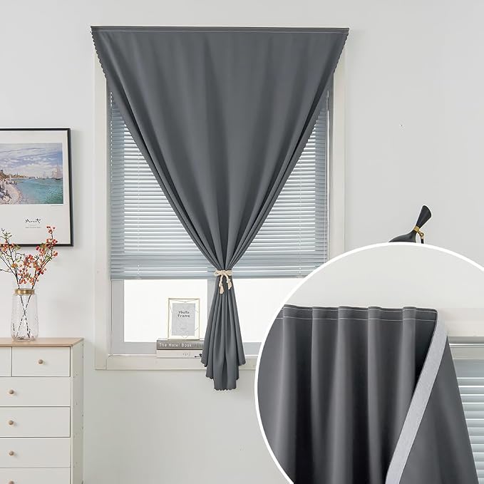 Room Darkening Curtains with Adhesive Backing Tool Free Hanging Window Drapes - Image 5