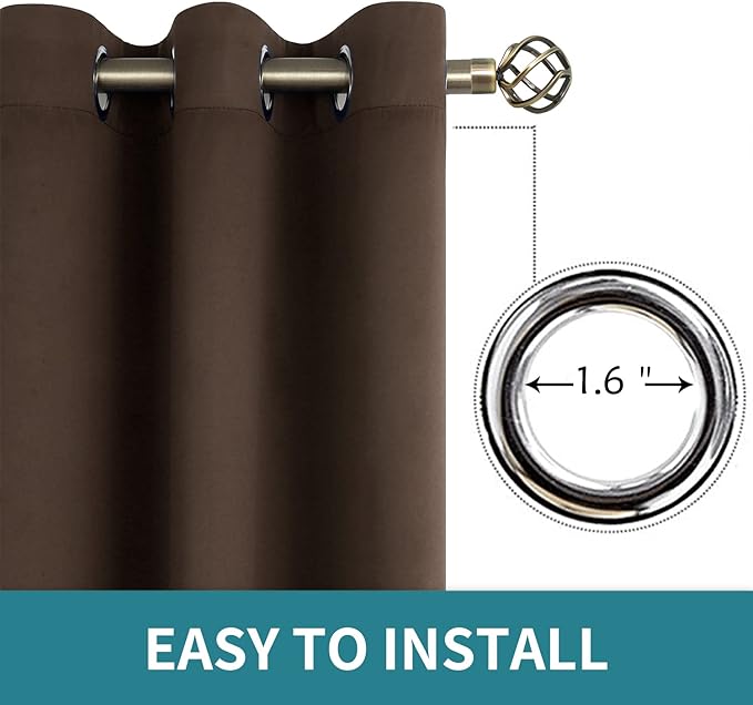 BGment Blackout Curtains for Living Room - Grommet Thermal Insulated Room Darkening Curtains for Bedroom, 2 Panels of 52 x 54 Inch, Brown