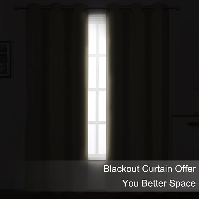 Blackout Curtains 66 x 84 inch/Beige Curtains Set of 2 Panels/Thermal Insulated - Image 3