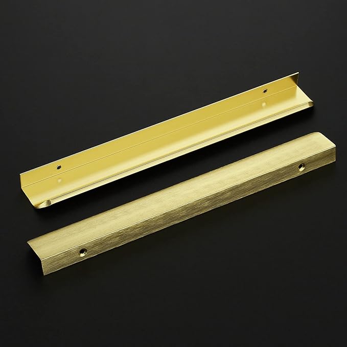 Ravinte Hardware 12 Pack Gold Cabinet Handles, 11.8 Inch (300mm) Finger Edge Pulls, 8.8 Inch Hole Center, Finger Pulls for Cabinets