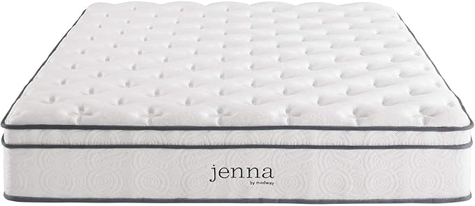 Modway Jenna 10” Innerspring and Memory Foam California King Mattress With Individually Encased Coils, White