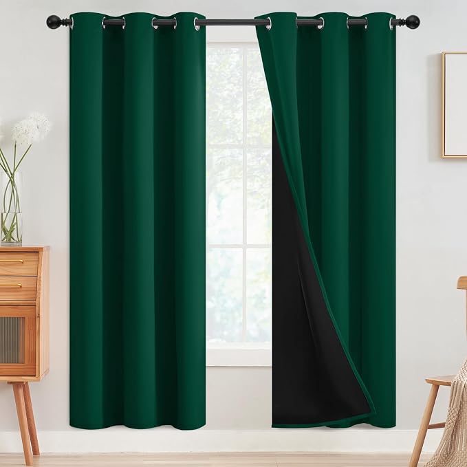 SimpleHome Dark Green 100% Blackout Curtains Room Darkening Living Room 72 | by SimpleHome