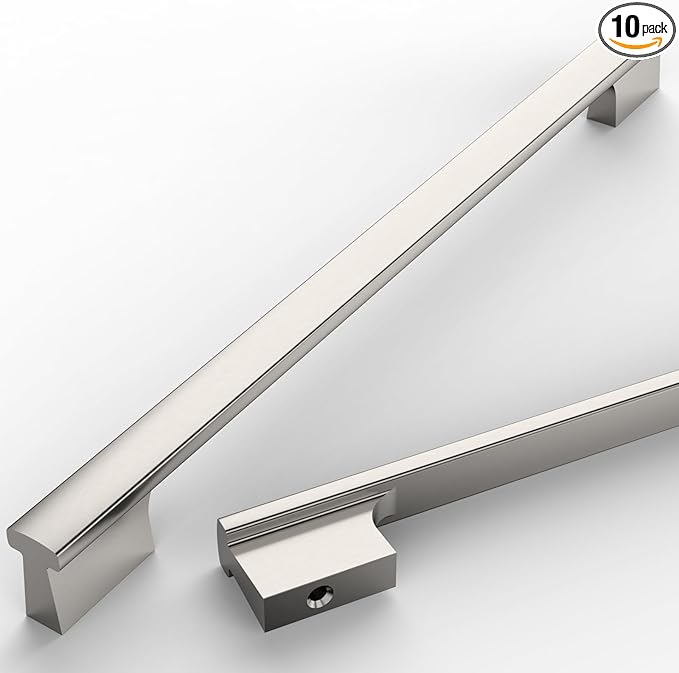 Asidrama 10 Pack 10 Inch(254mm) Brushed Satin Nickel Kitchen Cabinet Handles, Cabinet Pulls Kitchen Cabinet Hardware for Cupboard Drawer Pulls