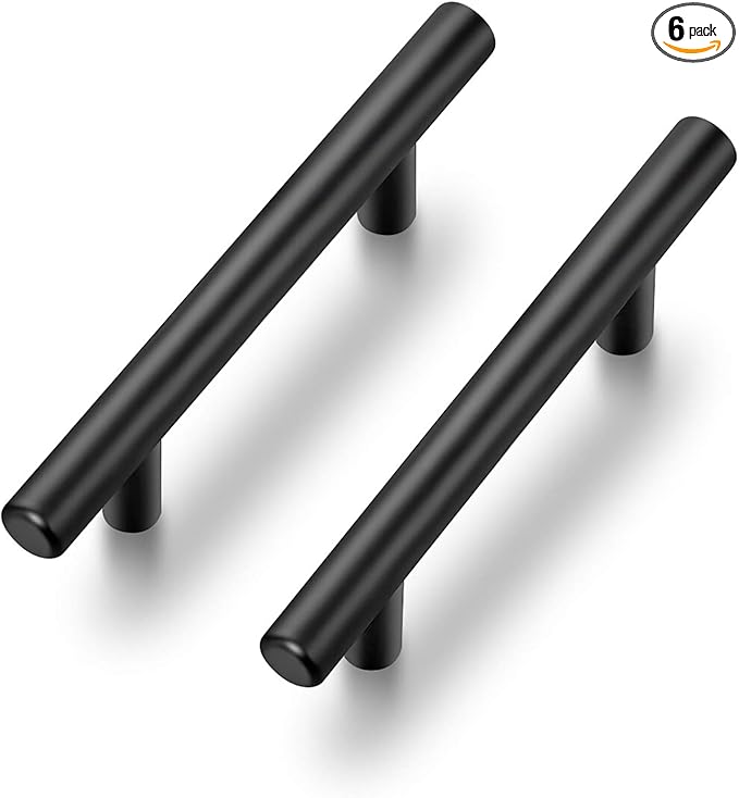 Ravinte 6 Pack 6 inch Cabinet Pulls Matte Black Stainless Steel Kitchen Cupboard Handles Cabinet Handles 3.5” Hole Center