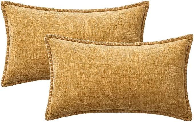 MIULEE Decorative Lumbar Throw Pillow Covers 12x20 Inch Gold 2 Pack | Mustard - Image 8