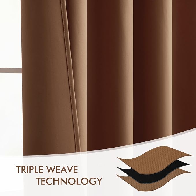 MIULEE Cappuccino Brown Back Tab Blackout Curtains 52x108 Inch 2 Panels Set | - Image 7